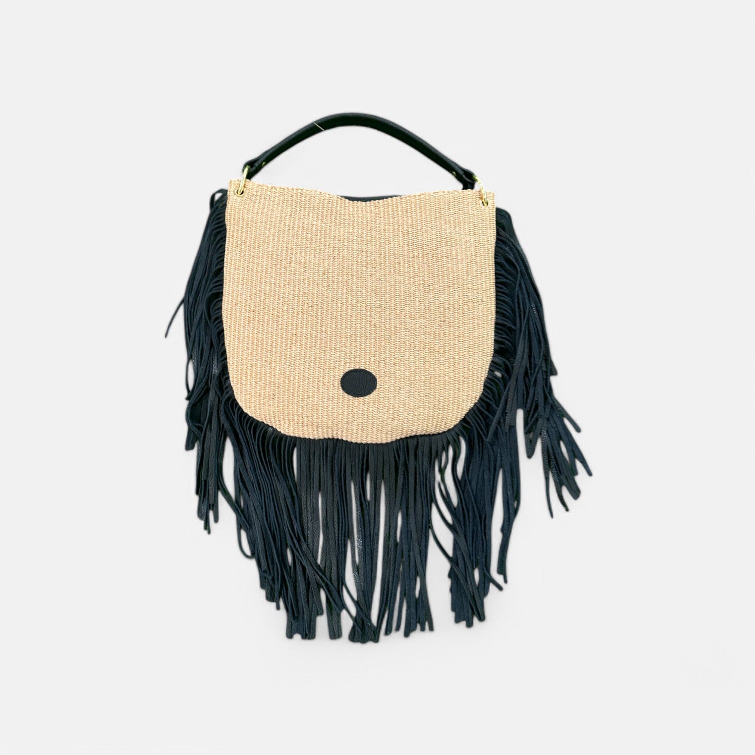 Bolso XL rafia flecos negro – Sweetterstore