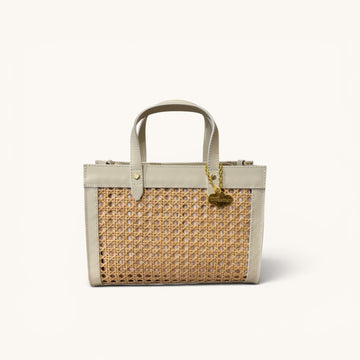 Mini tote rattan beigge