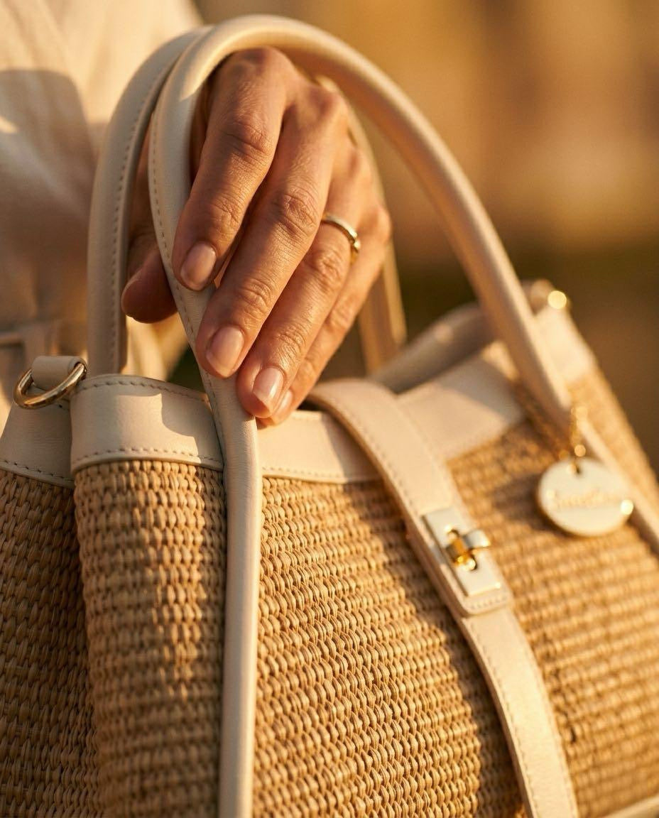 Bolso mano midi Góndola Beigge