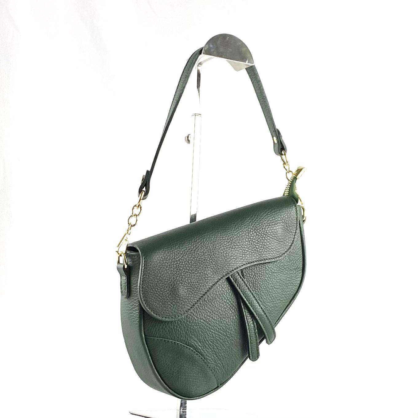 Bolso silla montar  piel kaki