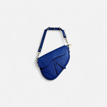 Bolso silla montar  piel azul clein