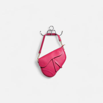 Bolso silla montar  piel fucsia