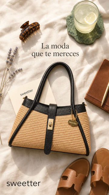 Bolso mano midi Góndola Negro
