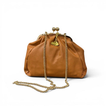 Clutch vintage piel camel