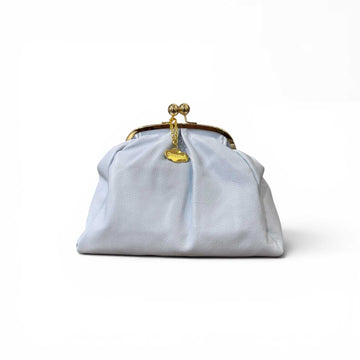 Clutch vintage piel azul cielo
