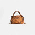 Bolso piel lavada artesanal grande con cuero suave y costuras a mano