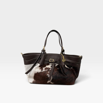 bolso shopper cebra  piel marrón choco