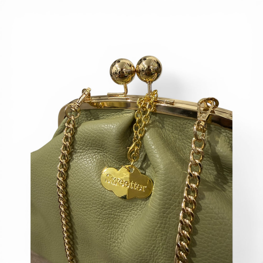 Clutch vintage piel verde agua