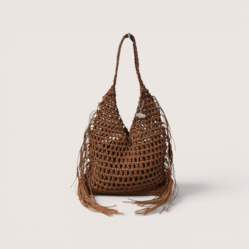 Bolso hobo flecos chocolate