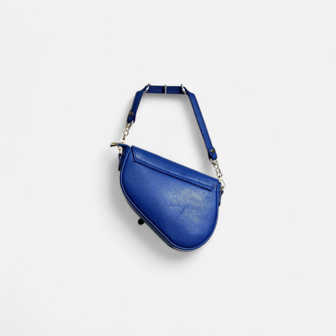 Bolso silla montar  piel azul clein