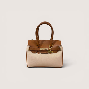 Mini handbag canvas camel