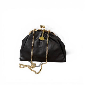 Clutch vintage piel negro