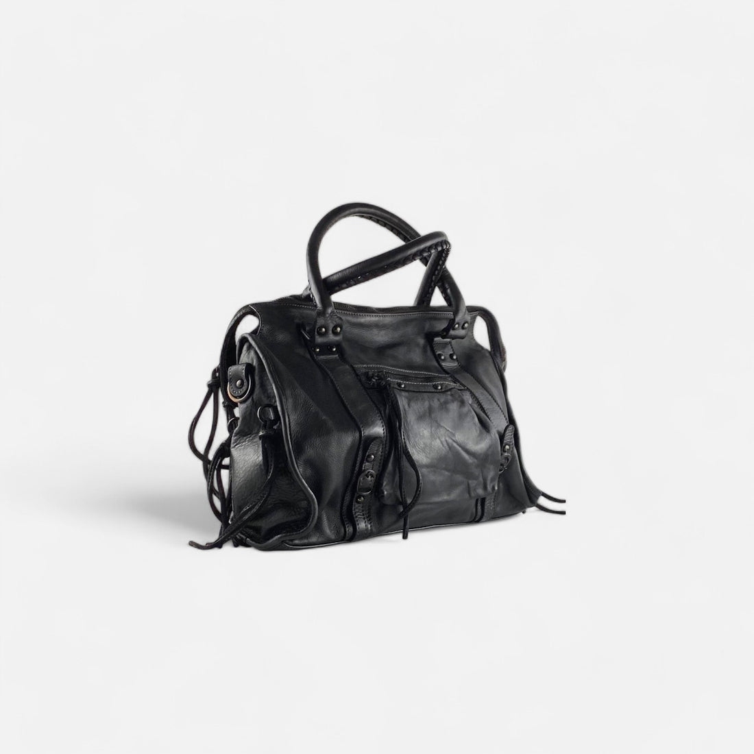 Bolso piel lavad. city town negro