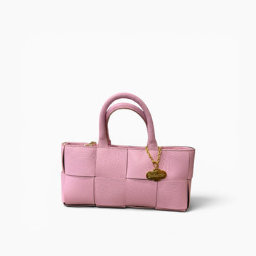 Bandolera piel trenzada rosa chicle