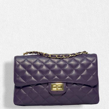 Bolso  clasic morado c dorada