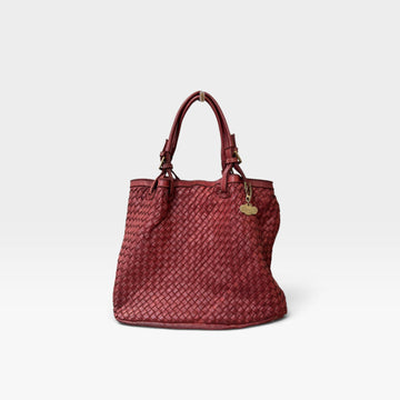 Bolso trenzado  mano burdeos rojizo
