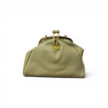Clutch vintage piel verde agua