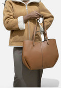Luna camel Bolso maxi camel de piel – Elegante, amplio y funcional...