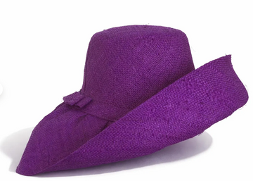 Sombrero de rafia con ala curva y ala ancha