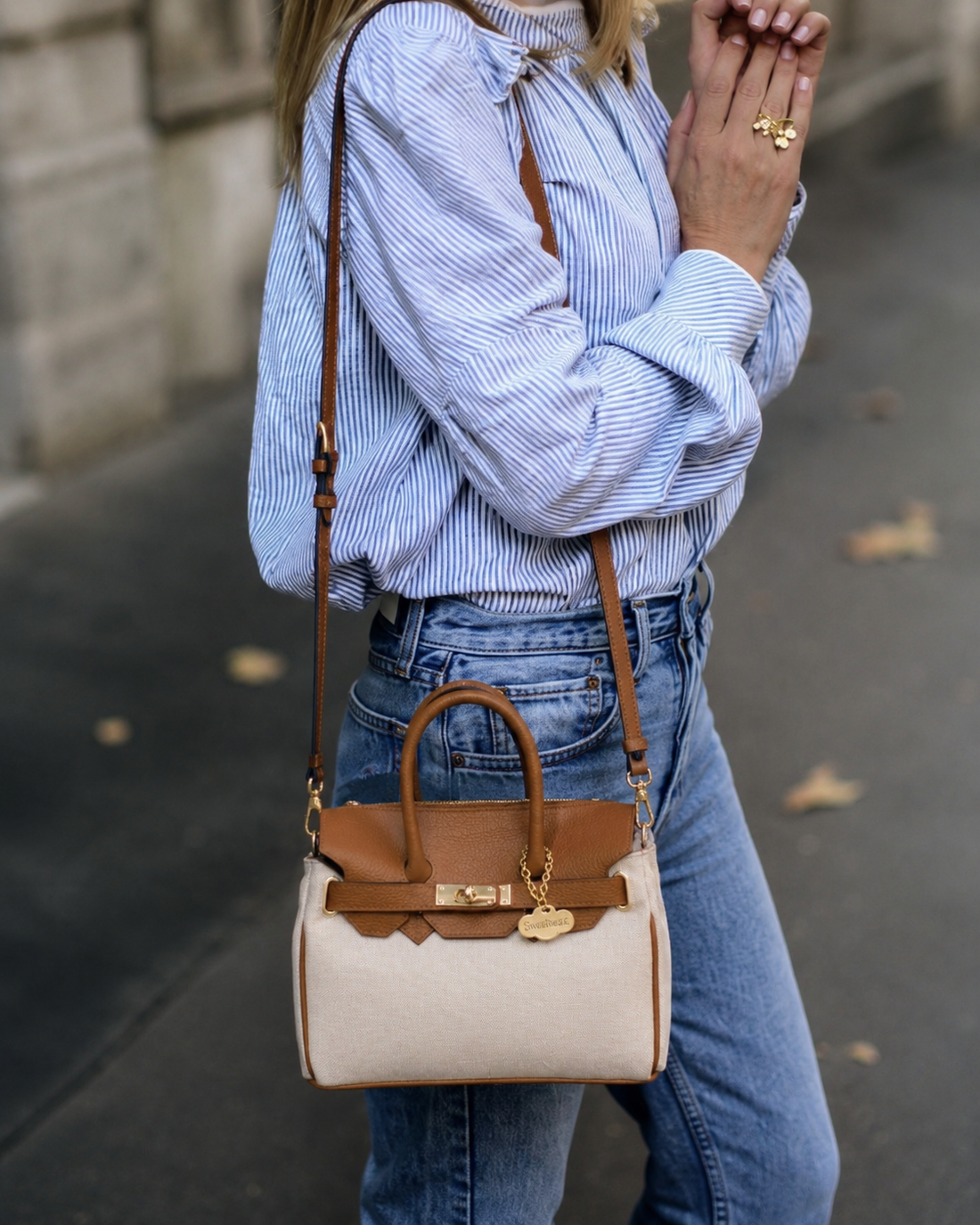 Mini handbag canvas camel
