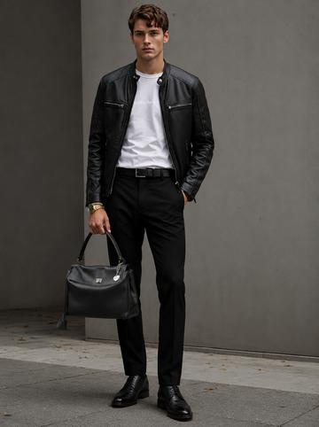 Bolso Bellini negro/plata hombre