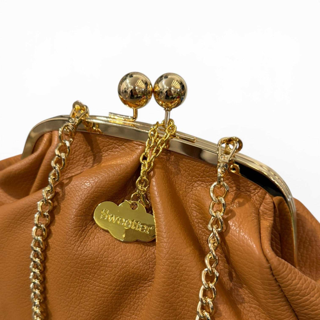 Clutch vintage piel camel