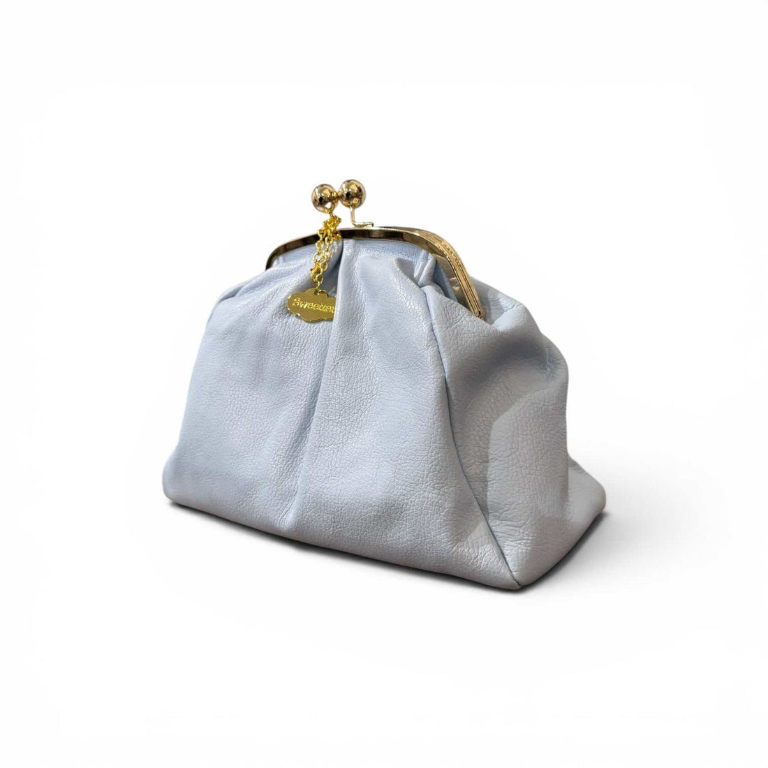 Clutch vintage piel azul cielo