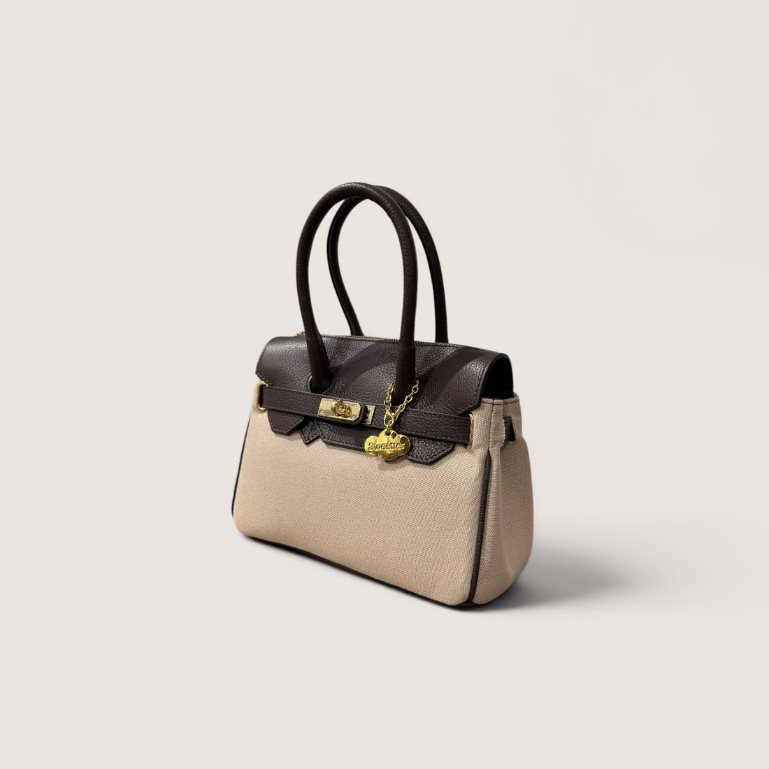 Mini handbag canvas chocolate