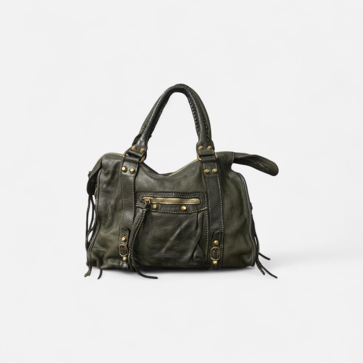 Bolso piel lavad. city town verde