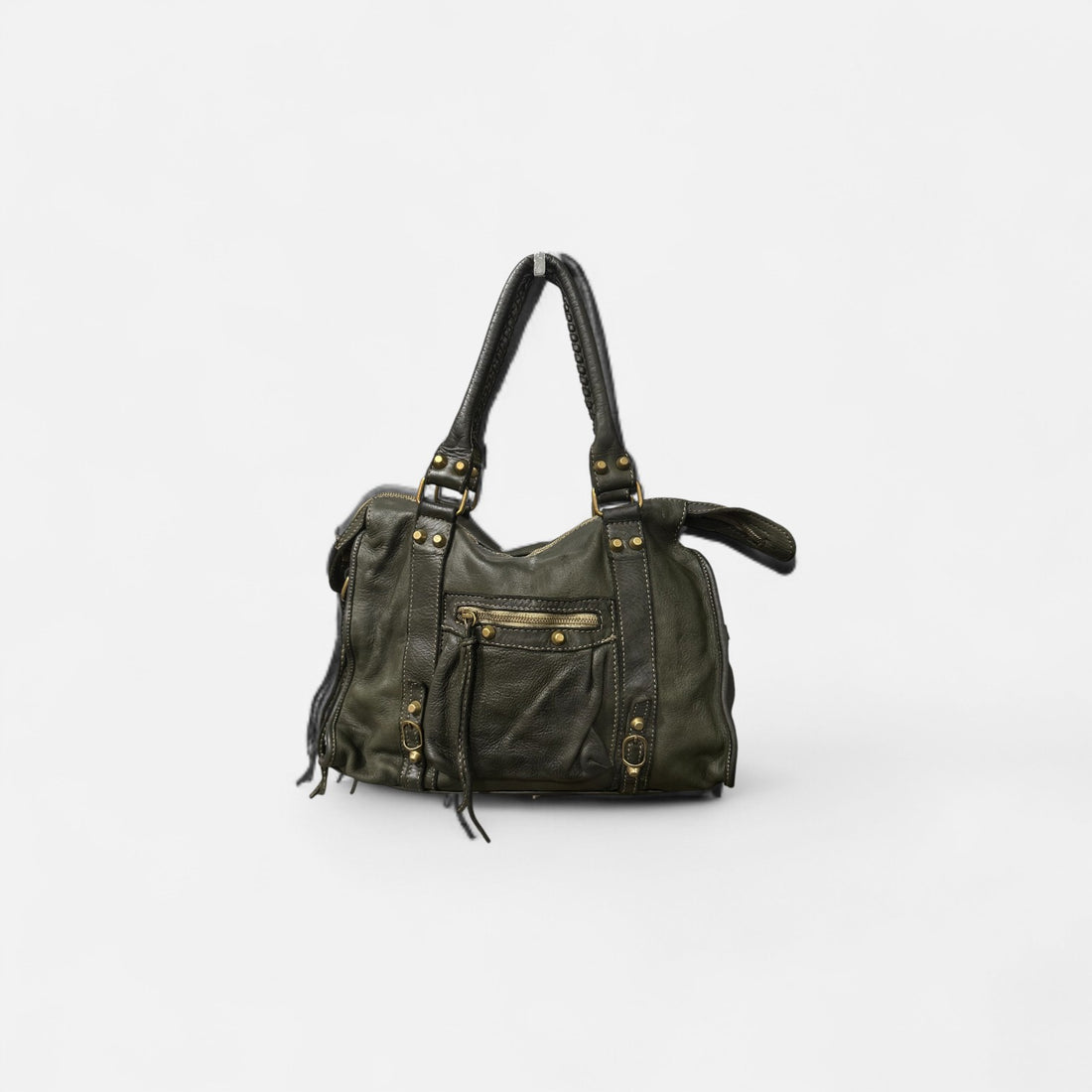 Bolso piel lavad. city town verde