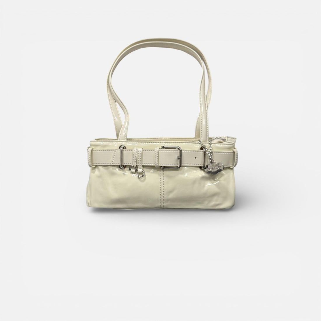 Bolso de hombro para mujer en acabado brillante color beigge