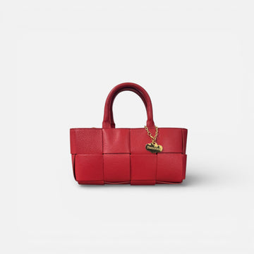 Bandolera piel trenzada rojo