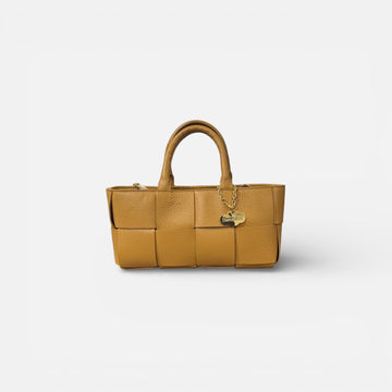 Bandolera piel trenzada mostaza