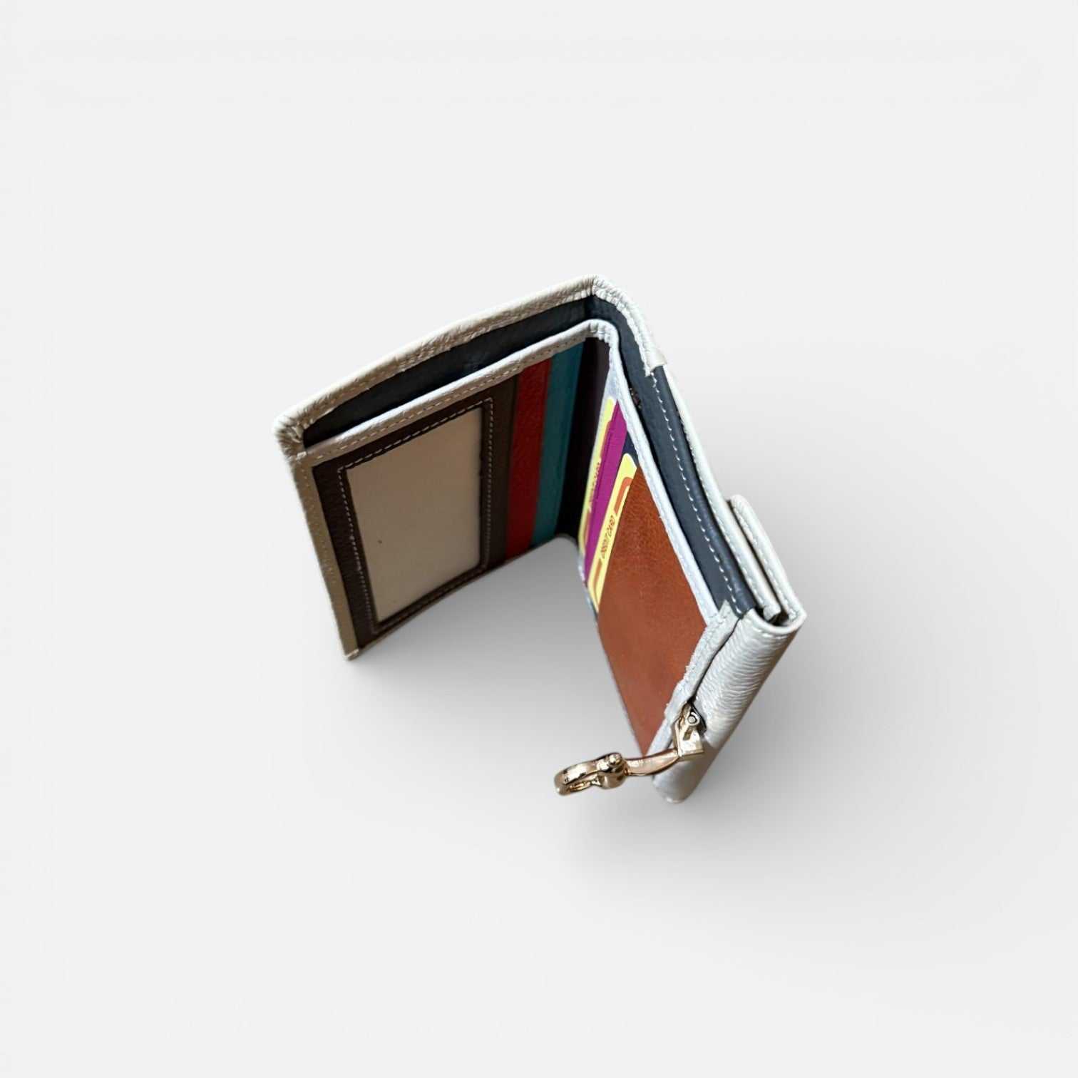 Cartera de piel para mujer con cierre estribo decorativo tamaño grande