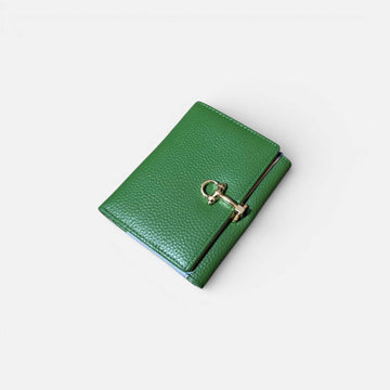 cartera de piel para mujer con cierre estribo decorativo tamaño grande