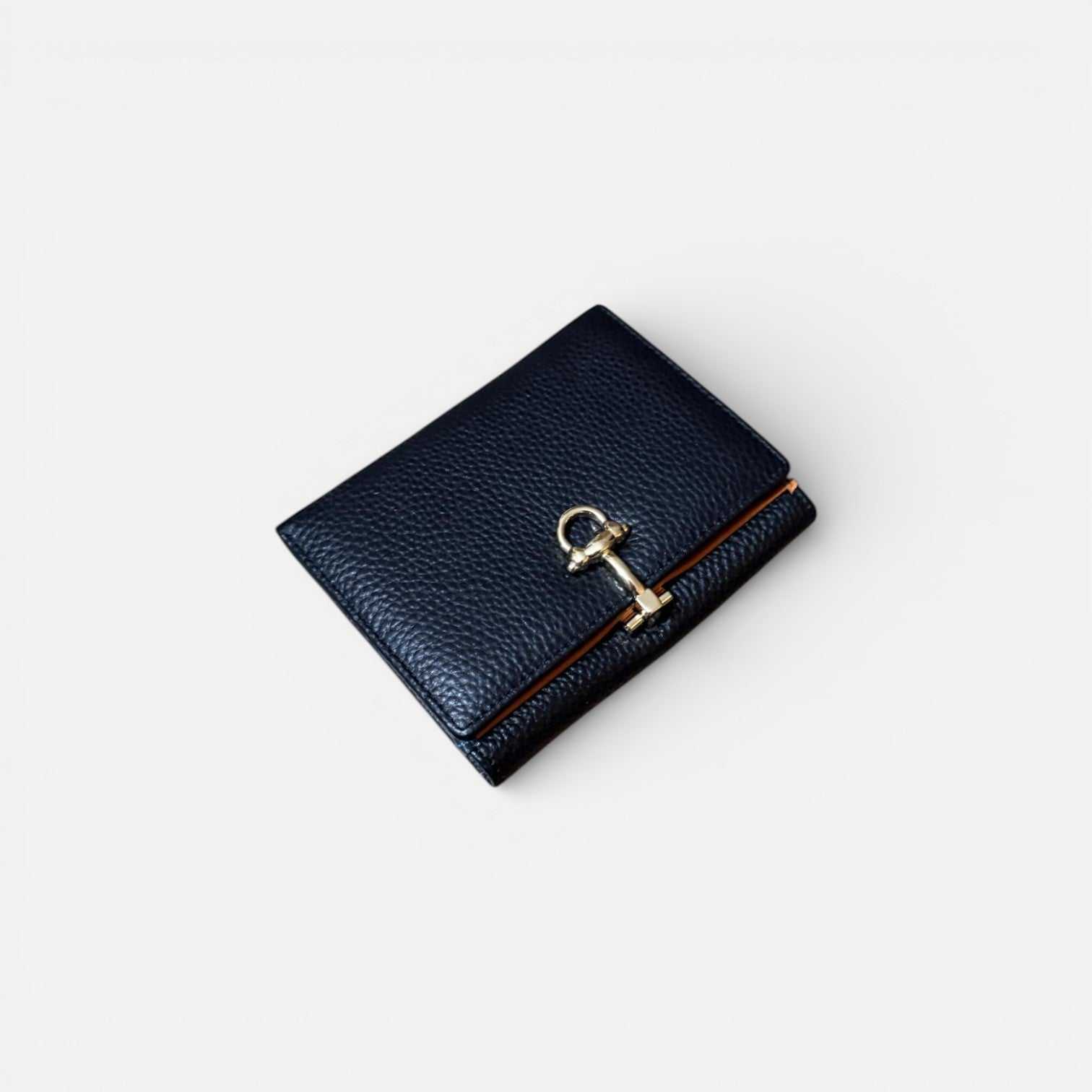 Cartera de piel para mujer con cierre estribo decorativo tamaño grande