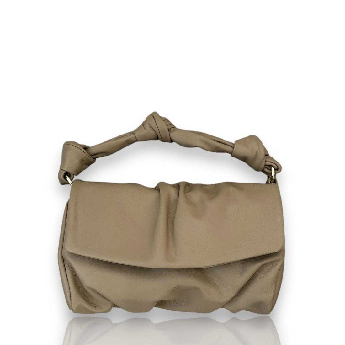 Bandolera nudos topo de piel de vacuno ligera y suave con correa corrediza, cierre de cremallera e imán, tamaño 26x16x11 cm