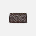 Bolso acolchado negro clásico de piel con cadena dorada fabricado en Italia