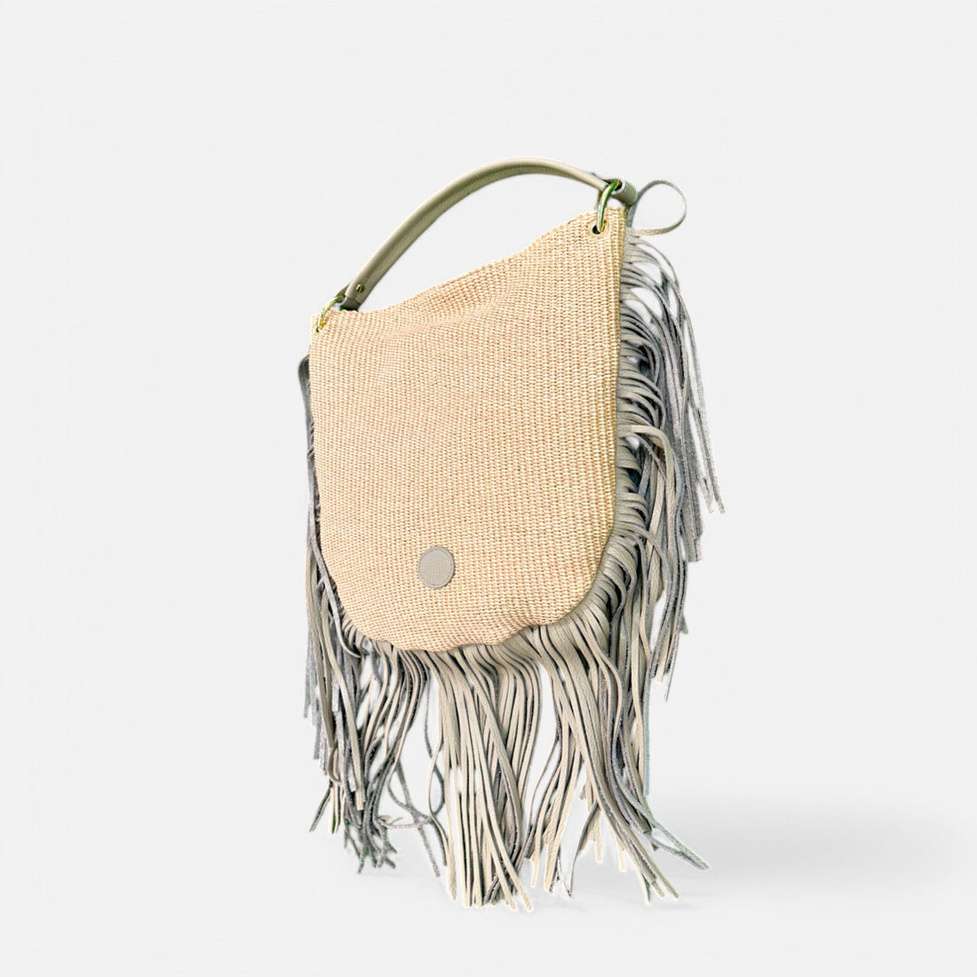 Bolso XL rafia flecos topo