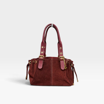 Bolso mano rock ante burdeos rojizo