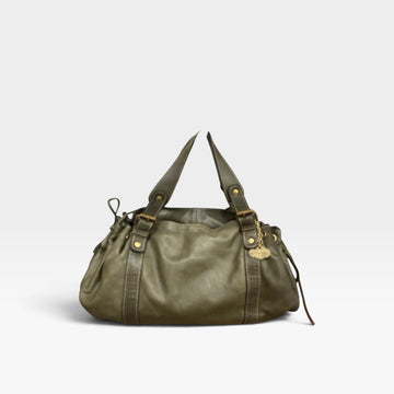 Bolso mano rock piel lavada verde