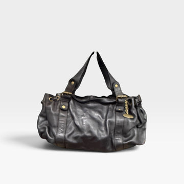 Bolso mano rock piel lavada negro